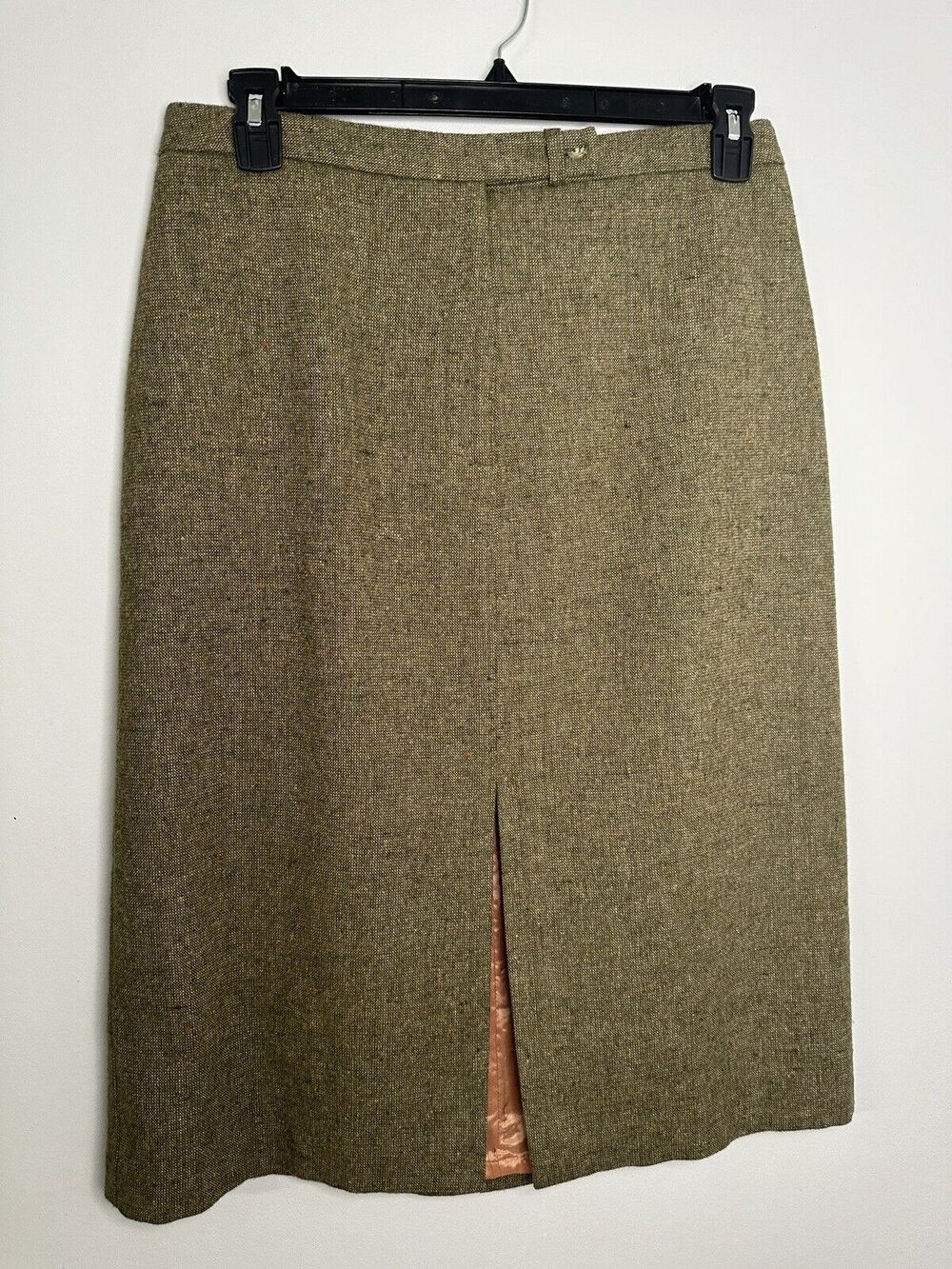 VINTAGE WOMEN'S Green WOOL PENCIL SKIRT - KIM ROGERS - SIZE 14 Made In USA